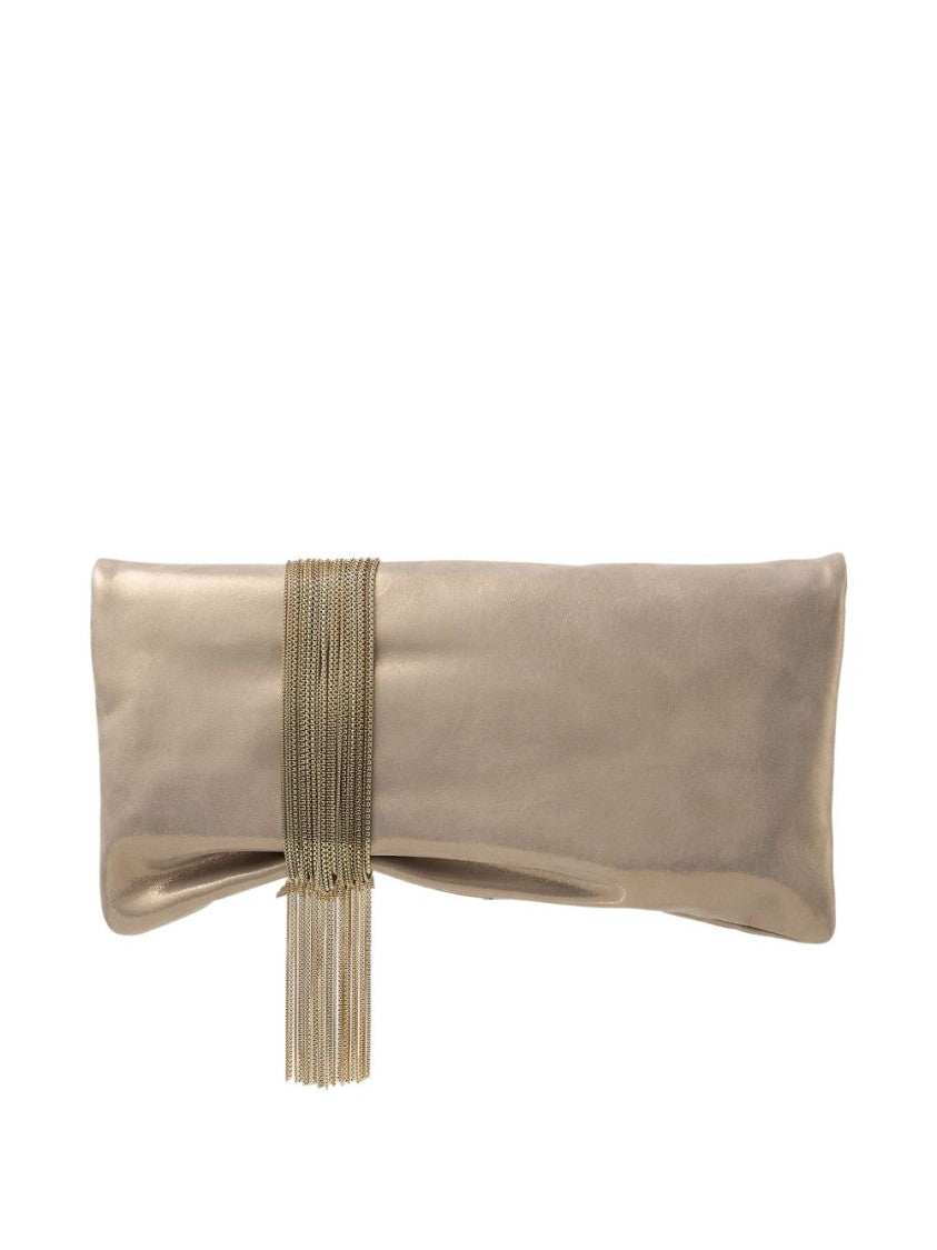 Jimmy Choo Gold-Tone Crystal-Embellished Foldover Clutch