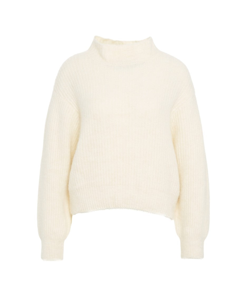American Vintage Ribbed Knit Sweater With High Collar And Relaxed Fit