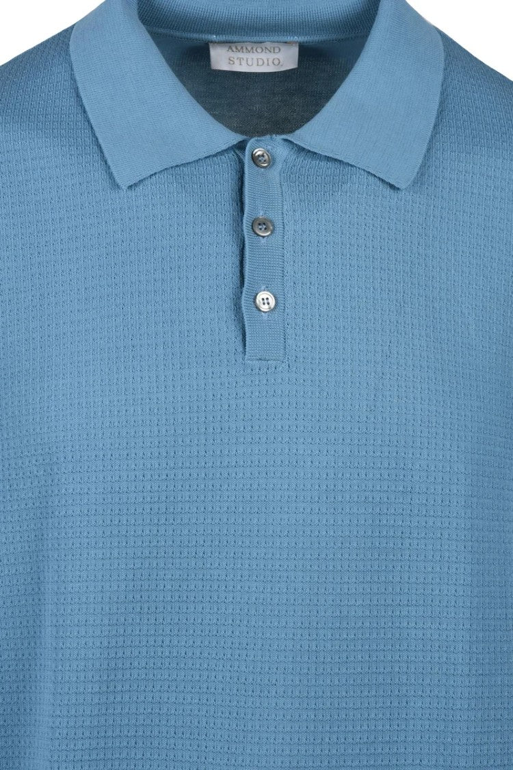 Ammond Studio Light Blue Cotton Knit Polo Shirt