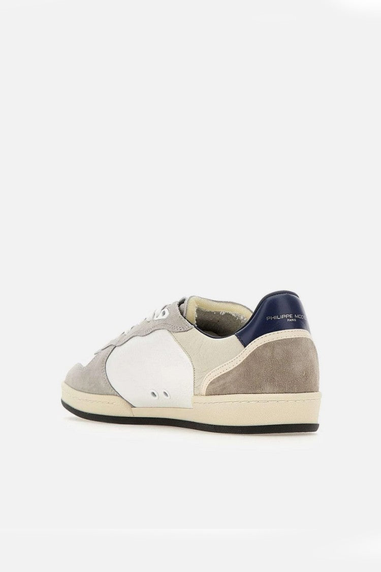 Philippe Model Beige Mixed Suede-And-Leather Panels Low-Top Sneakers