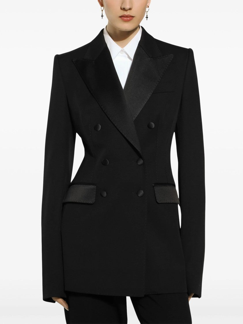 Dolce & Gabbana Double-Breasted Black Silk Virgin Wool Blazer