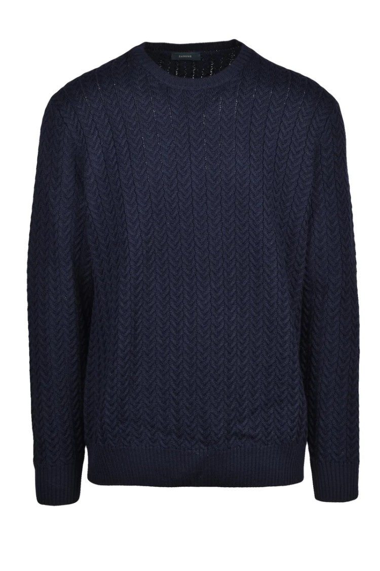 Zanone Men's Crew Neck Knit - Blue