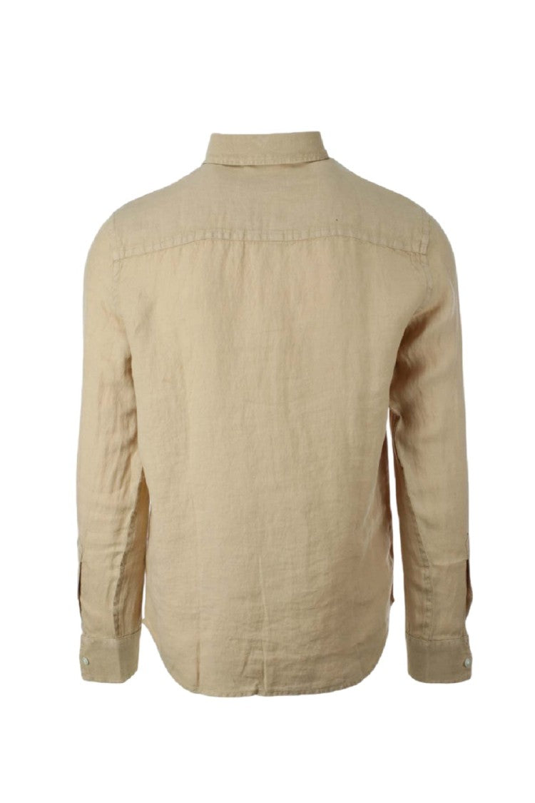 Peuterey Long-Sleeved Linen Sporty Collar Shirt