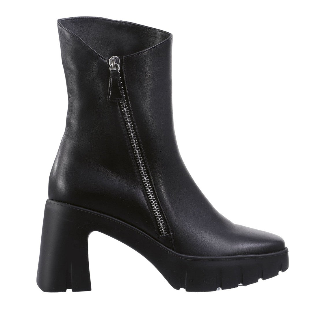 Högl Black Manon Mid-Height Functional Zipper Leather Ankle Boots