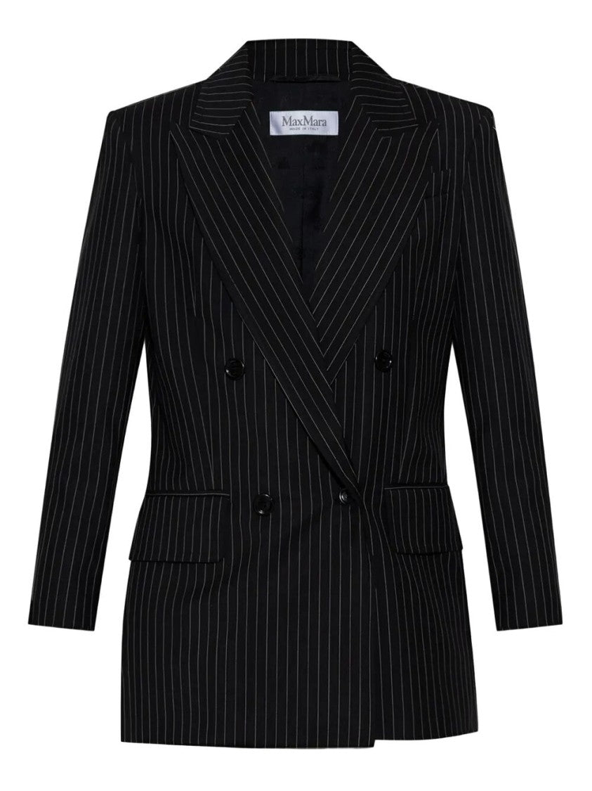 Max Mara Double-Breasted Pinstripe Blazer With Structured Silhouette