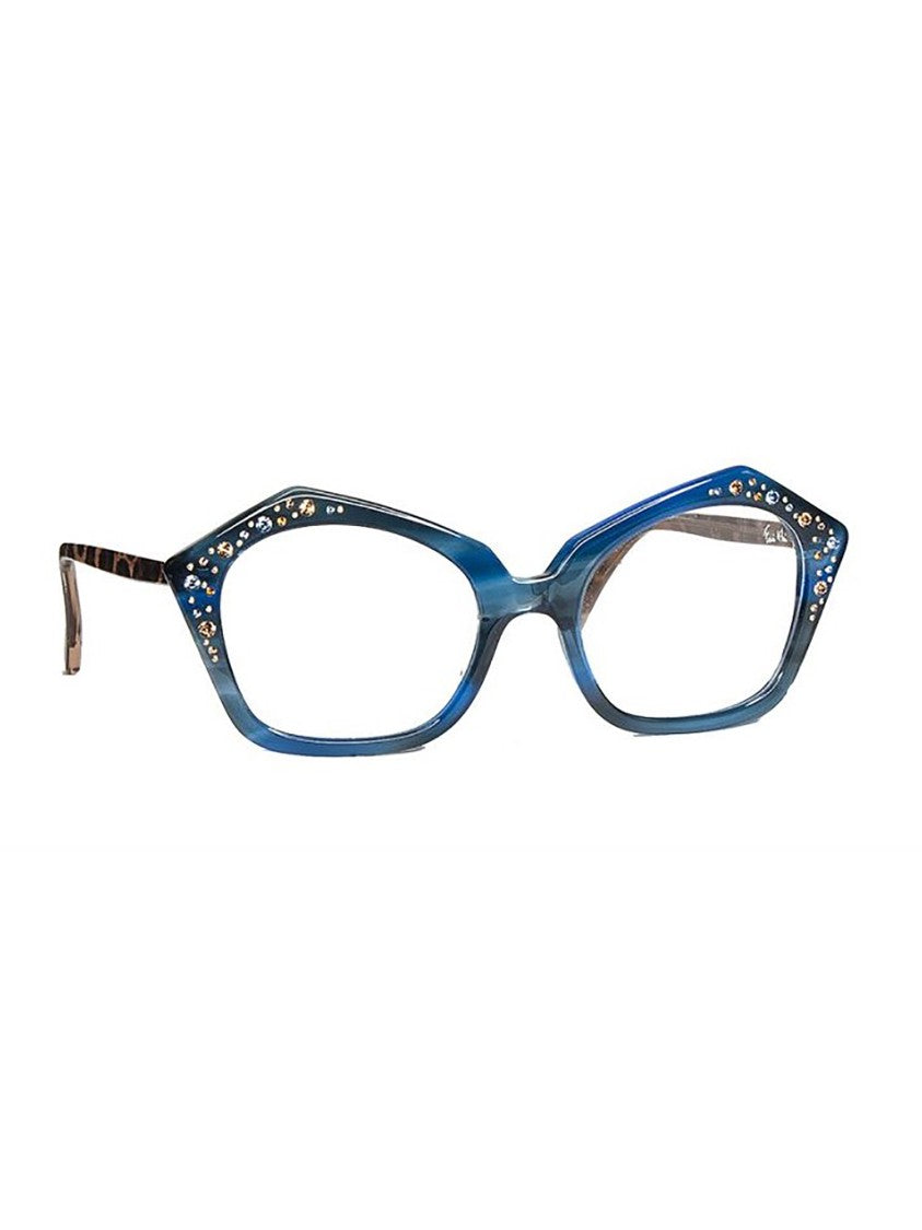 Francis Klein Blue Vienne Bold Geometric Frames