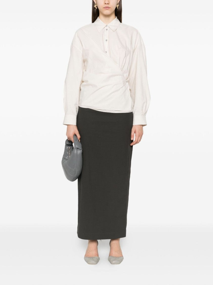 Lemaire Asymmetrical Wrap Shirt In Cotton-Silk Blend
