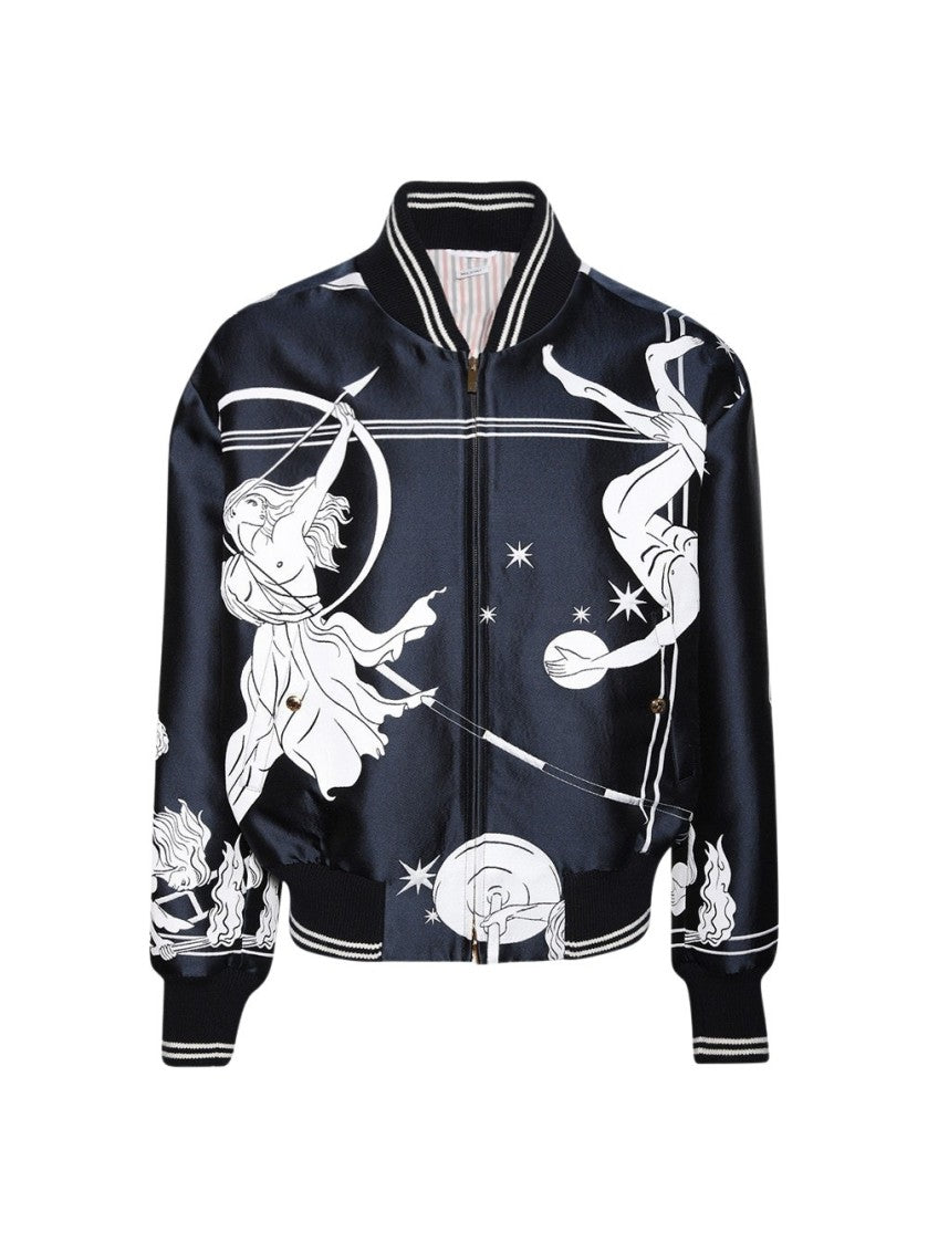 Thom Browne Olympic Constellation Scuba Jacquard Jacket Navy