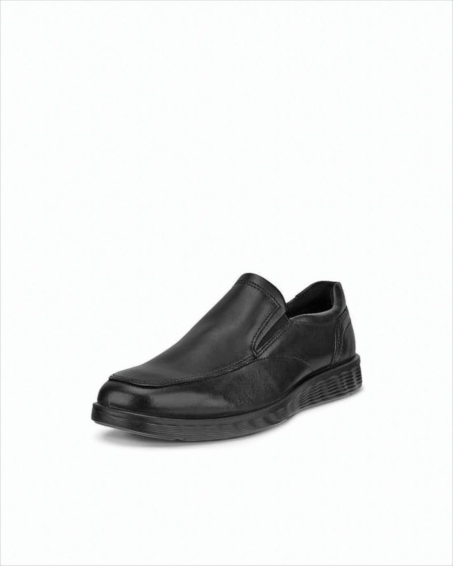 Ecco Polished Black Loafers With Elastic Side Panels