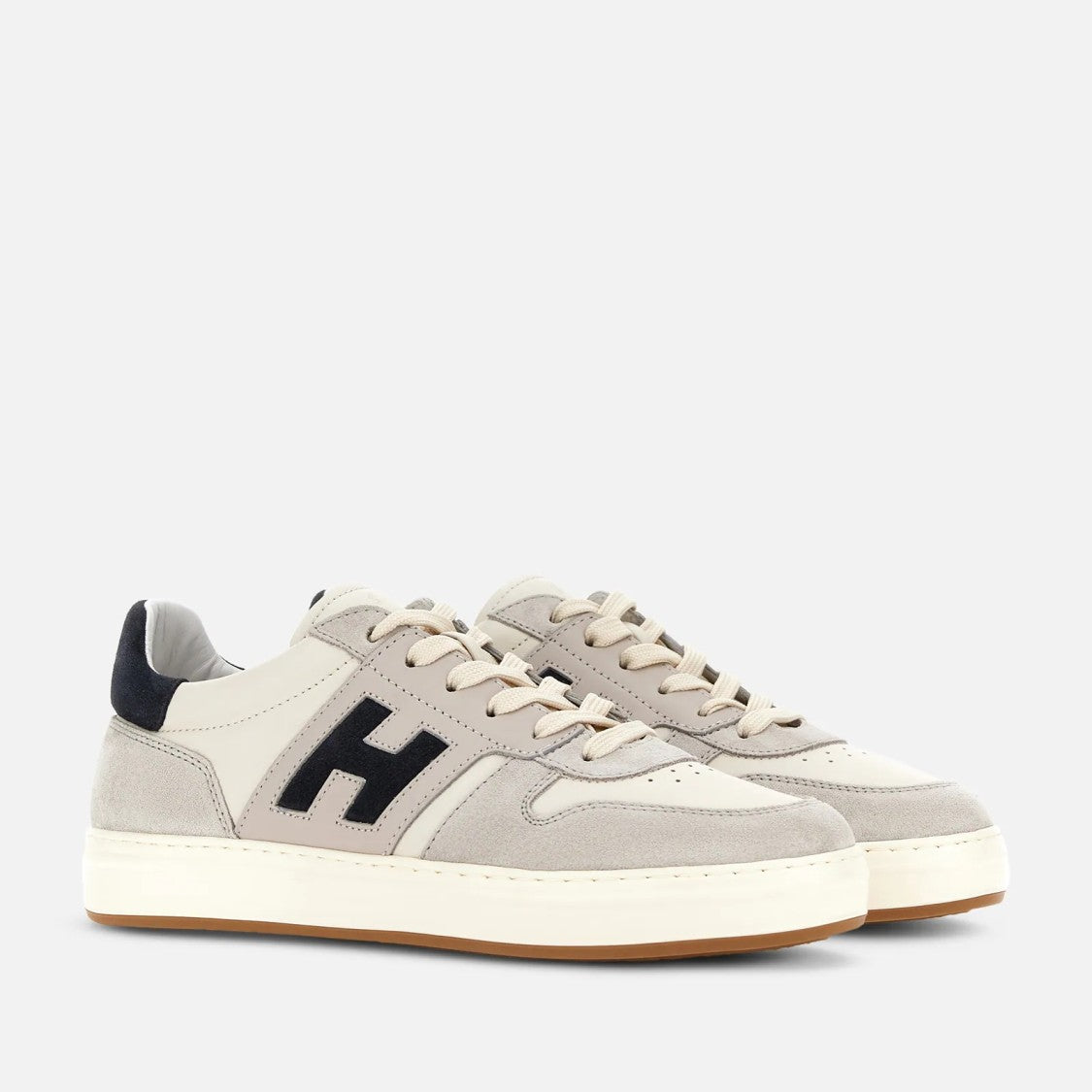 Hogan H668 Allacciato H Banda Sneakers In Beige Blue