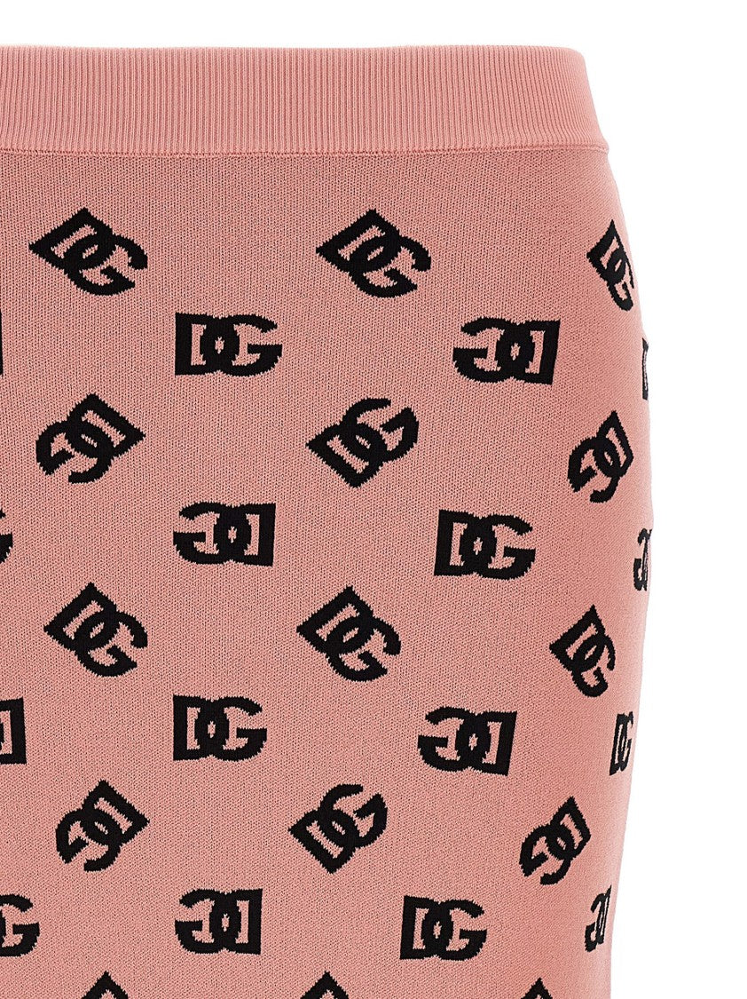 Dolce & Gabbana High-Waist Sheath Skirt With Dg Jacquard Logo