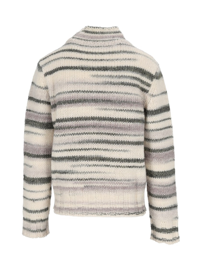 Kangra Cashmere Knitted Turtleneck Sweater With Printed Yarn And Ribbed Finish