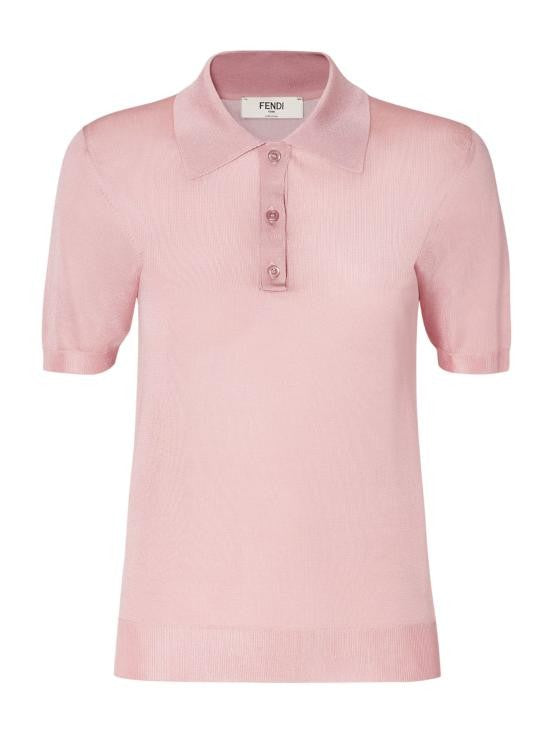 Fendi Shiny Viscose Short-Sleeved Polo Shirt With Classic Collar