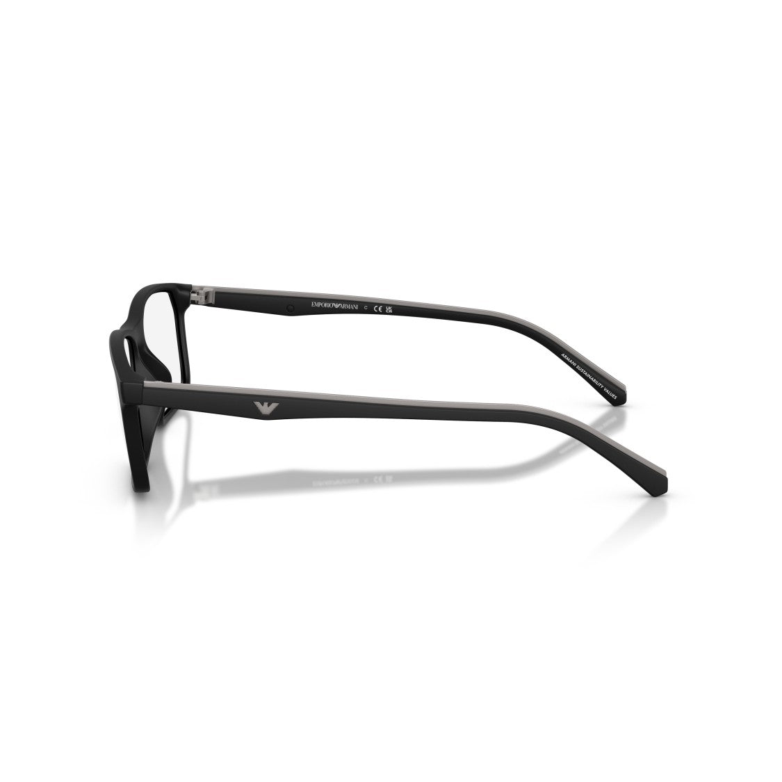 Emporio Armani 0Ea3266u Matte Black Rectangular Eyeglasses With Subtle Logo