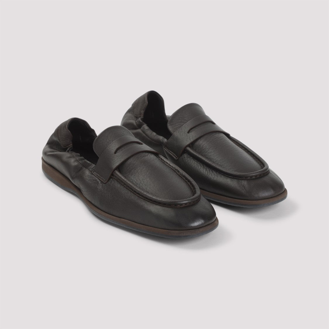 Brioni Minimalist Brown Loafers With Subtle Strap Detail