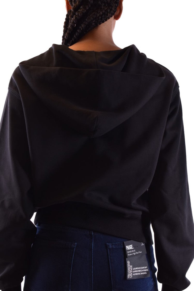 Versace Jeans Couture Cropped Black Sweatshirt With Cape Detail