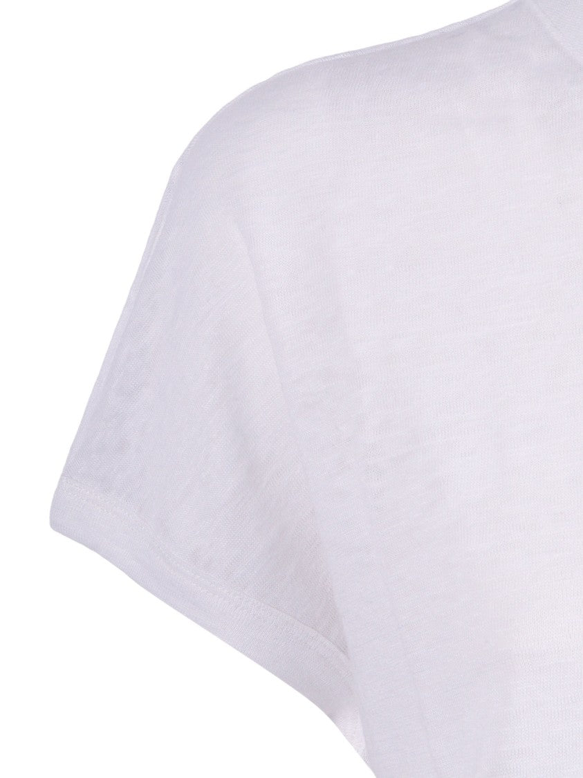 Kangra Cashmere Linen Jersey Button Serafino Top