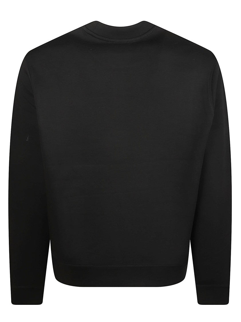 Emporio Armani Black Cropped Blurred Logo Cotton Sweatshirt