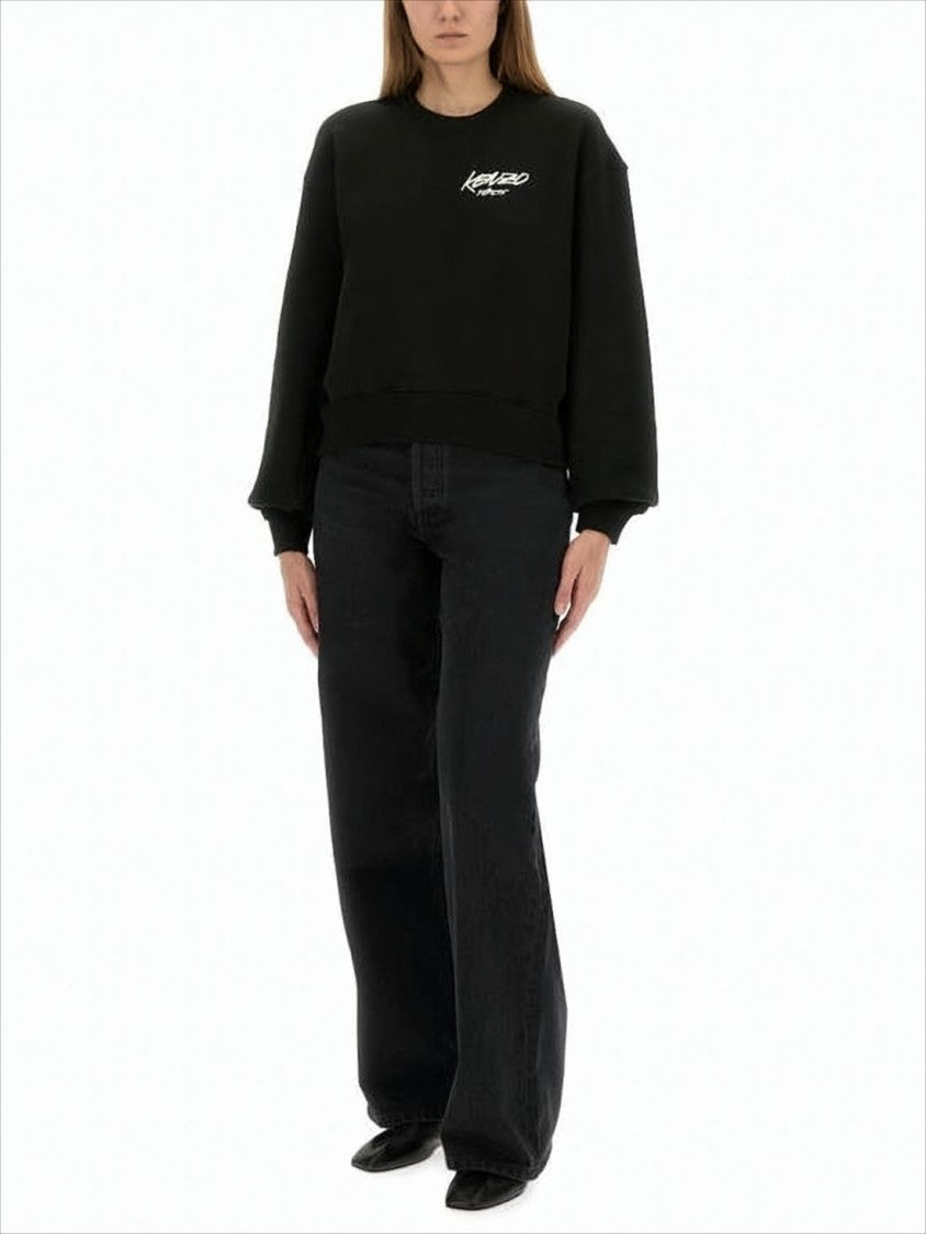 Kenzo Relaxed Fit Black Long-Sleeve Top With Graphic Art