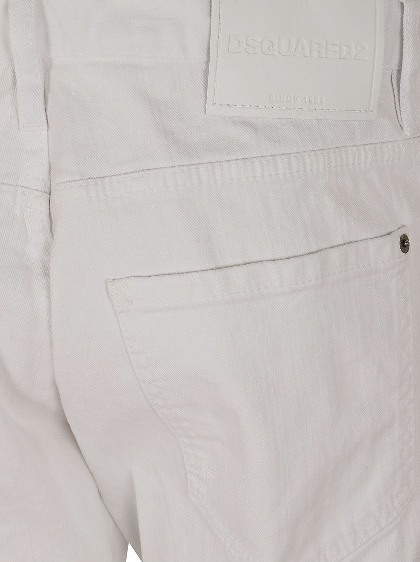Dsquared2 Slim-Fit White Jeans With Five-Pocket Design And Signature Label