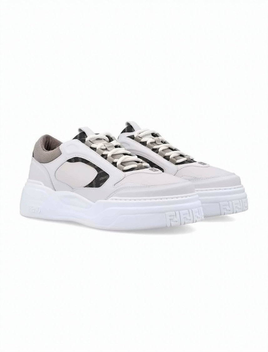 Fendi Low-Top Sneakers With Textured Lambskin And Calf Leather