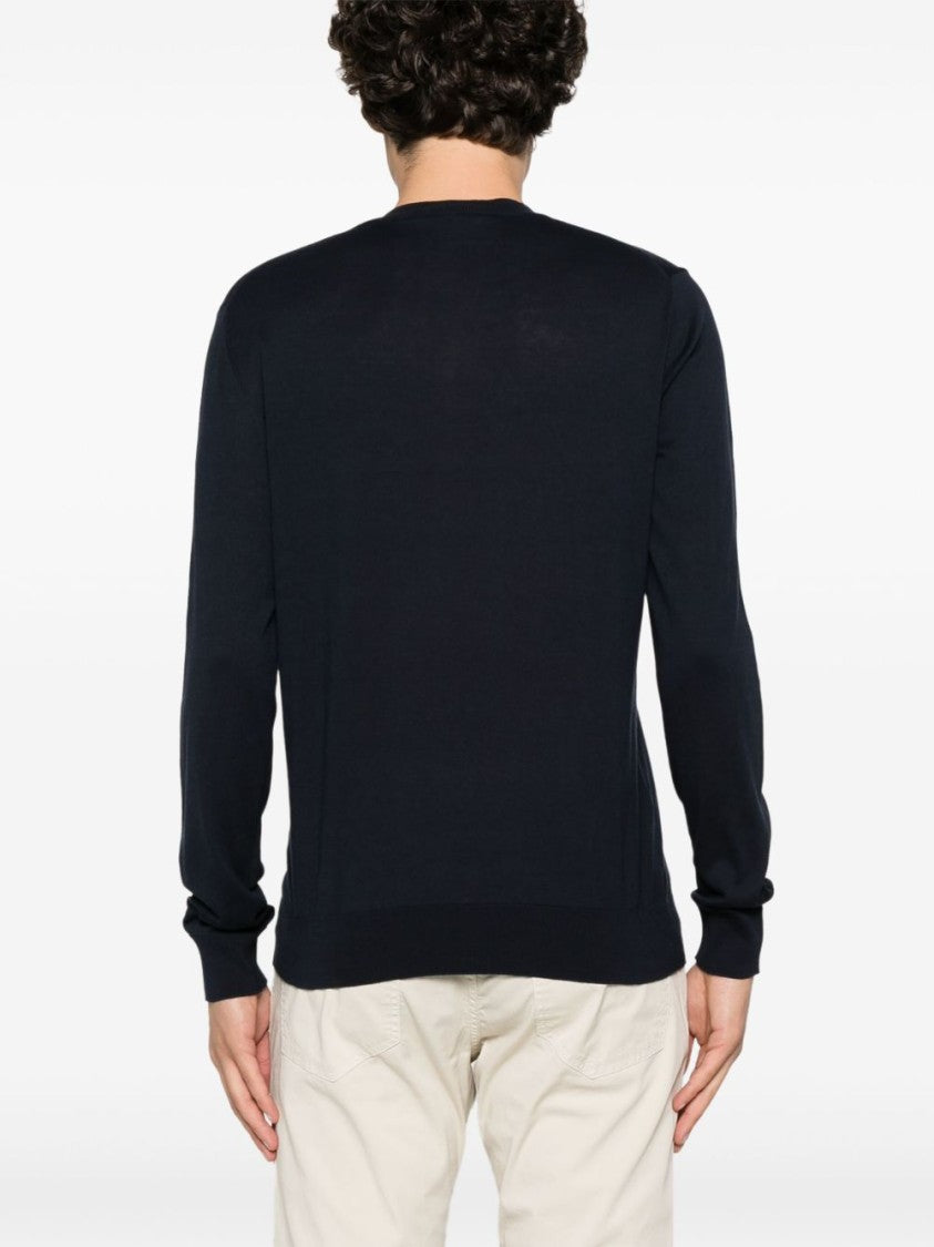 Paolo Pecora Relaxed Fit Blue Sweatshirt With V-Neck Design