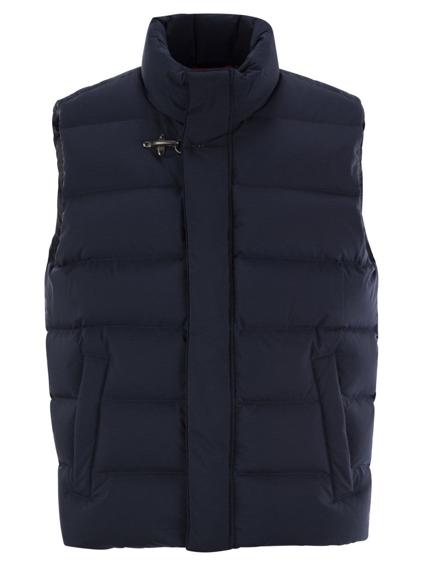 Fay Quilted Black Down Vest