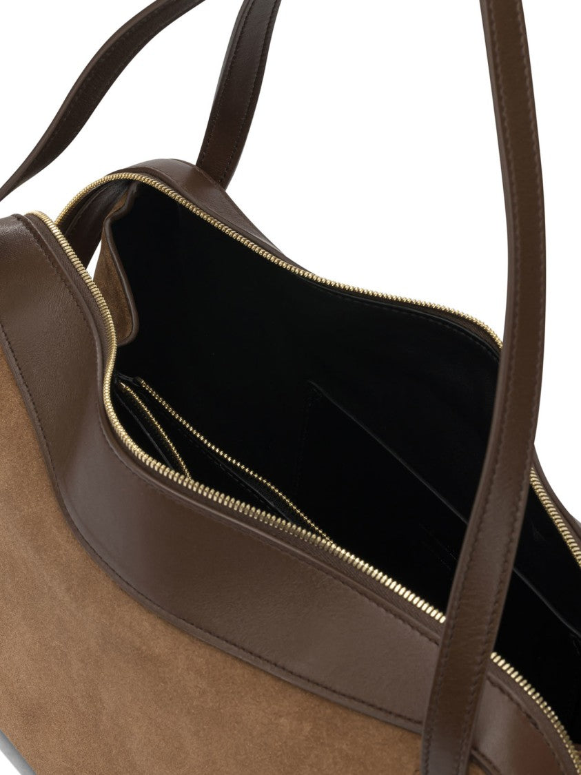 Jil Sander Structured Brown Suede Shoulder Bag