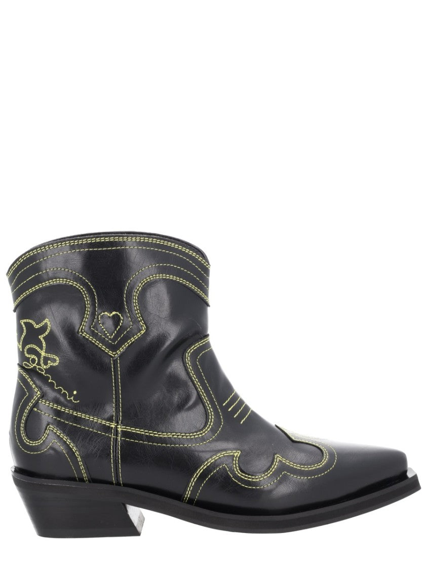 Ganni Low Shaft Polyurethane Western Boots