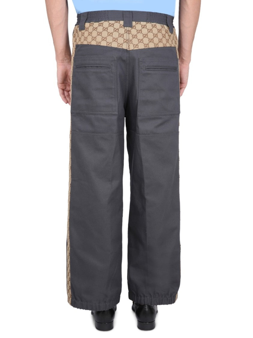 Gucci Cotton Fabric Pants With Gg Inserts