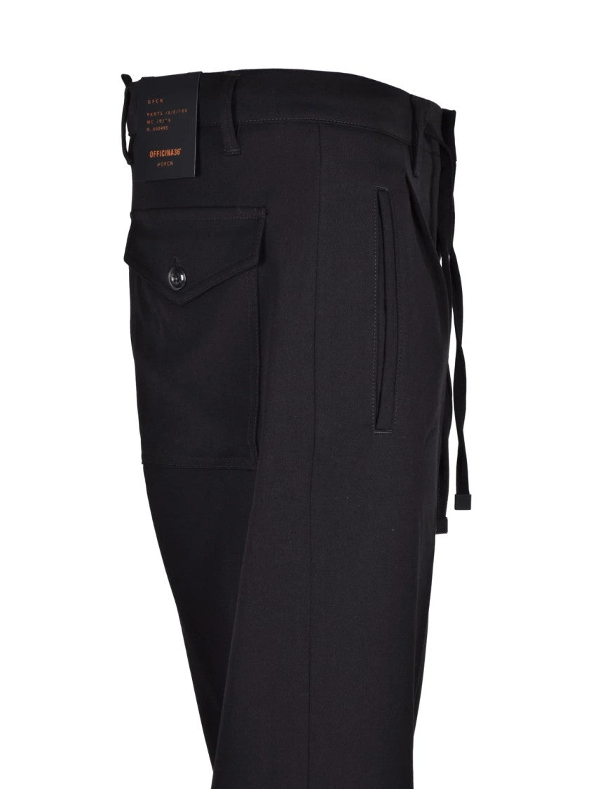 Officina 36 Black Stretch Viscose-Blend Technical Pants