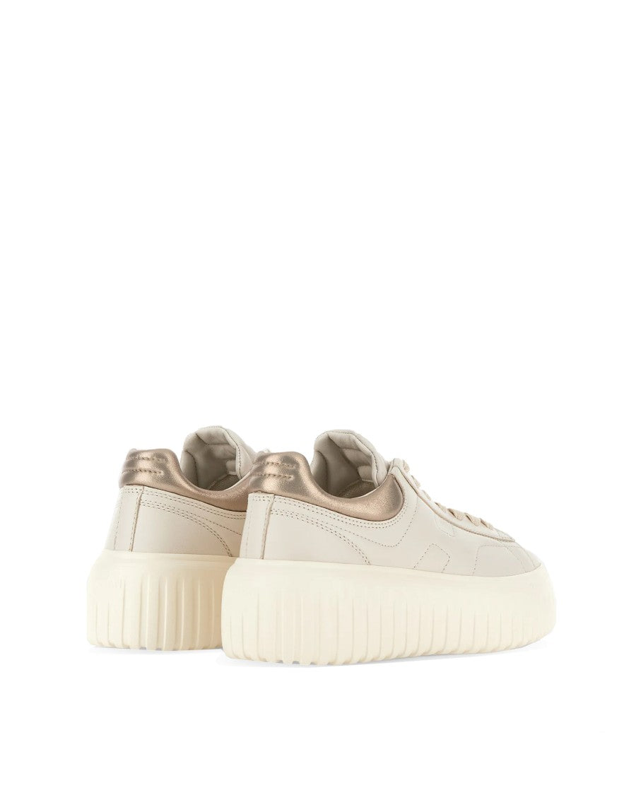 Hogan H-Stripes Ivory/Gold Sneakers