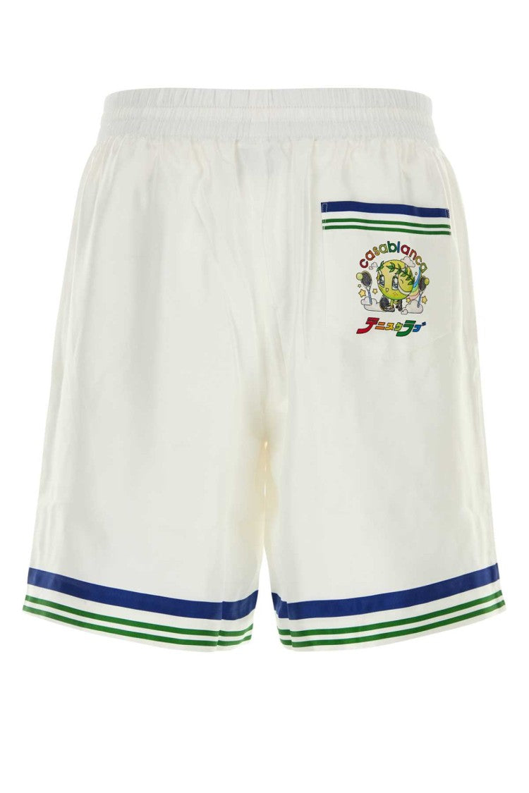 Casablanca White Satin Bermuda Shorts