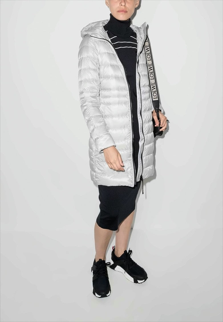 Canada Goose Hooded Long Padded Jacket With Quilted Design And Functional Details