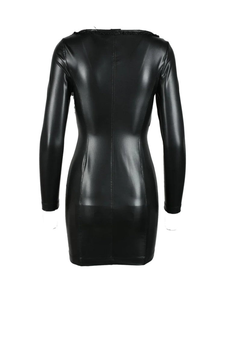 Pinko Stretch Faux Leather Dress - Black