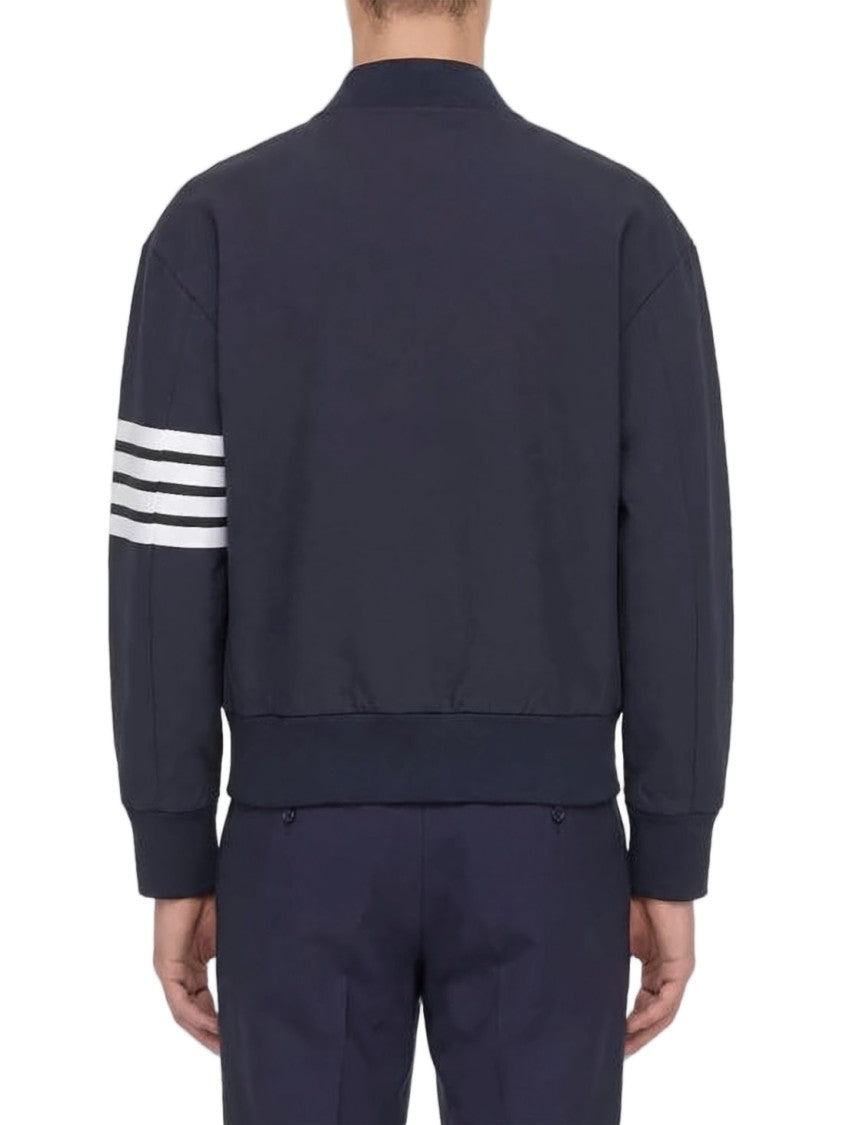 Thom Browne Minimalist Zip-Closure Jacket With Contrasting Stripes