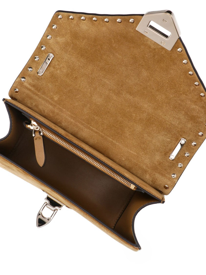 Valentino Garavani Brown Rockstud Suede Shoulder Bag