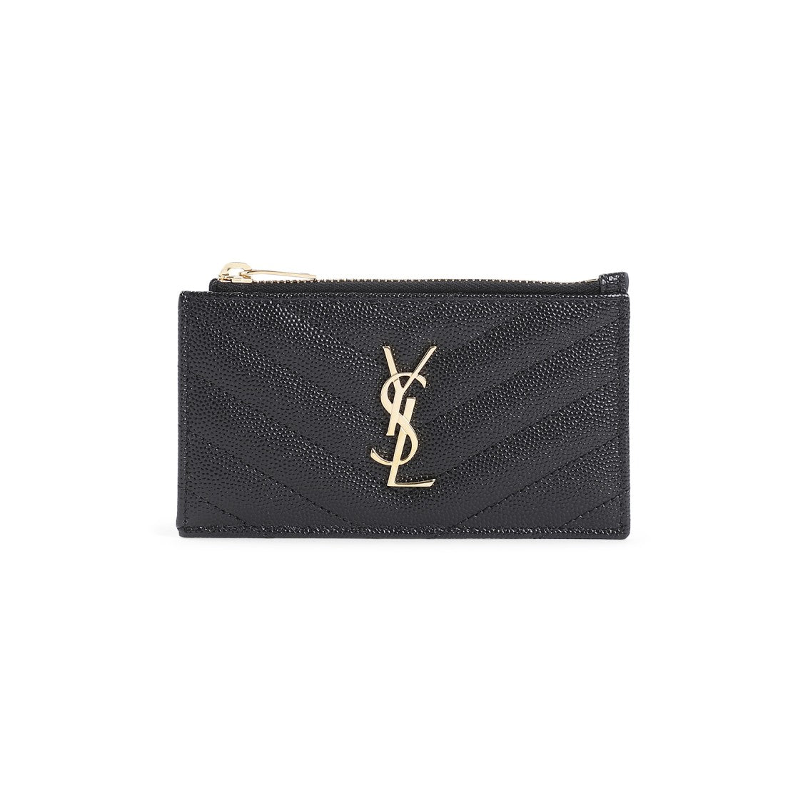 Saint Laurent Chevron Quilted Black Matelassé Leather Wallet