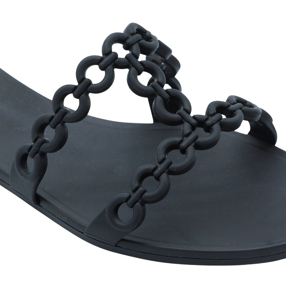Aquazzura Black Flats With Chain-Link Straps