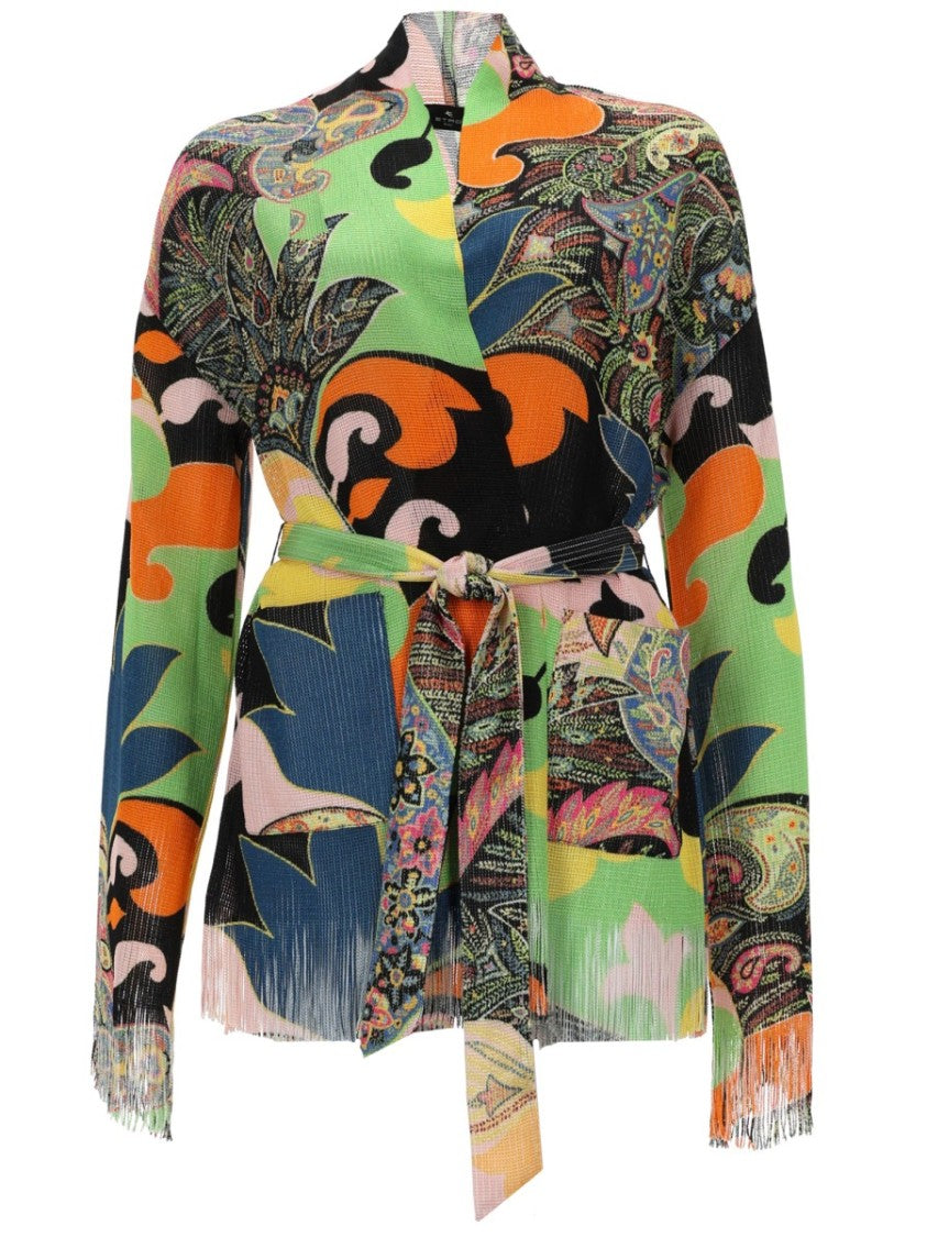 Etro Multicolor Abstract Floral Viscose Cardigan
