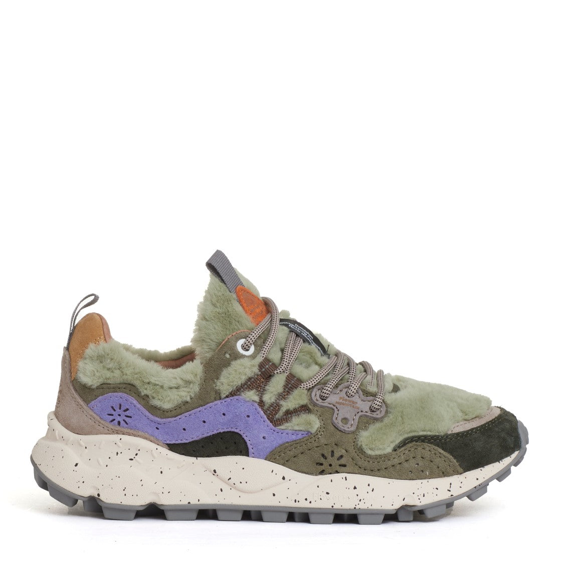 Flower Mountain Multicolor Fur And Suede Sneaker