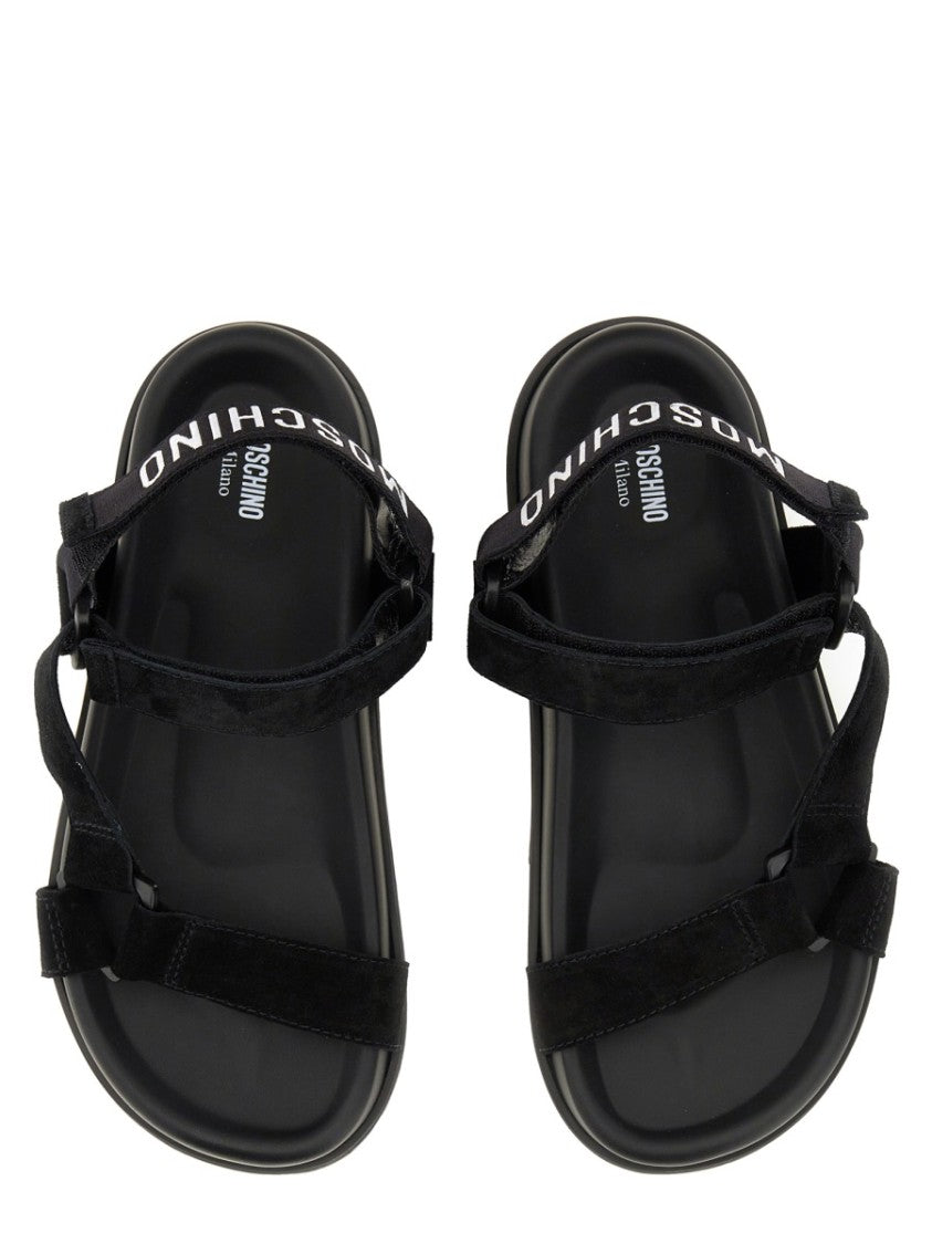 Moschino Black Leather Sandals