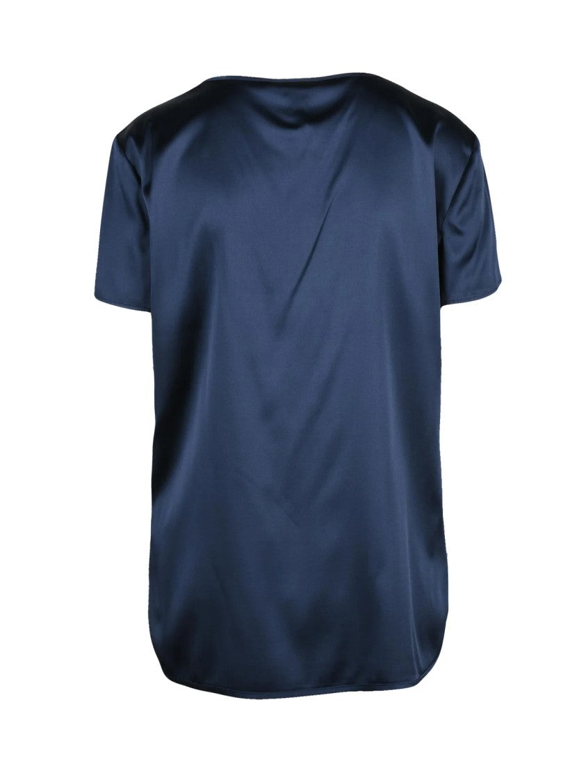 Mm By Max Mara Multicolor Stretch Silk Cortona Satin Blouse