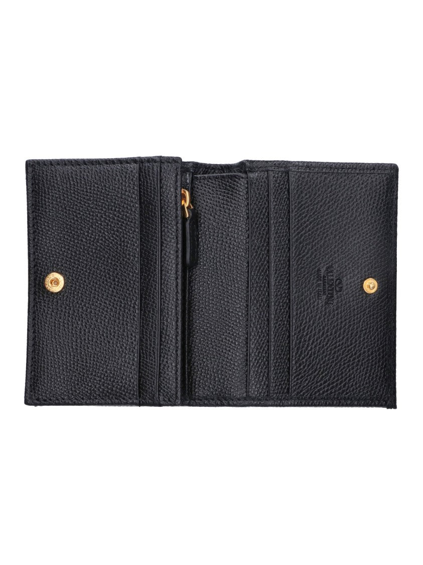 Valentino Garavani Black Vlogo Signature Grainy Calfskin Wallet