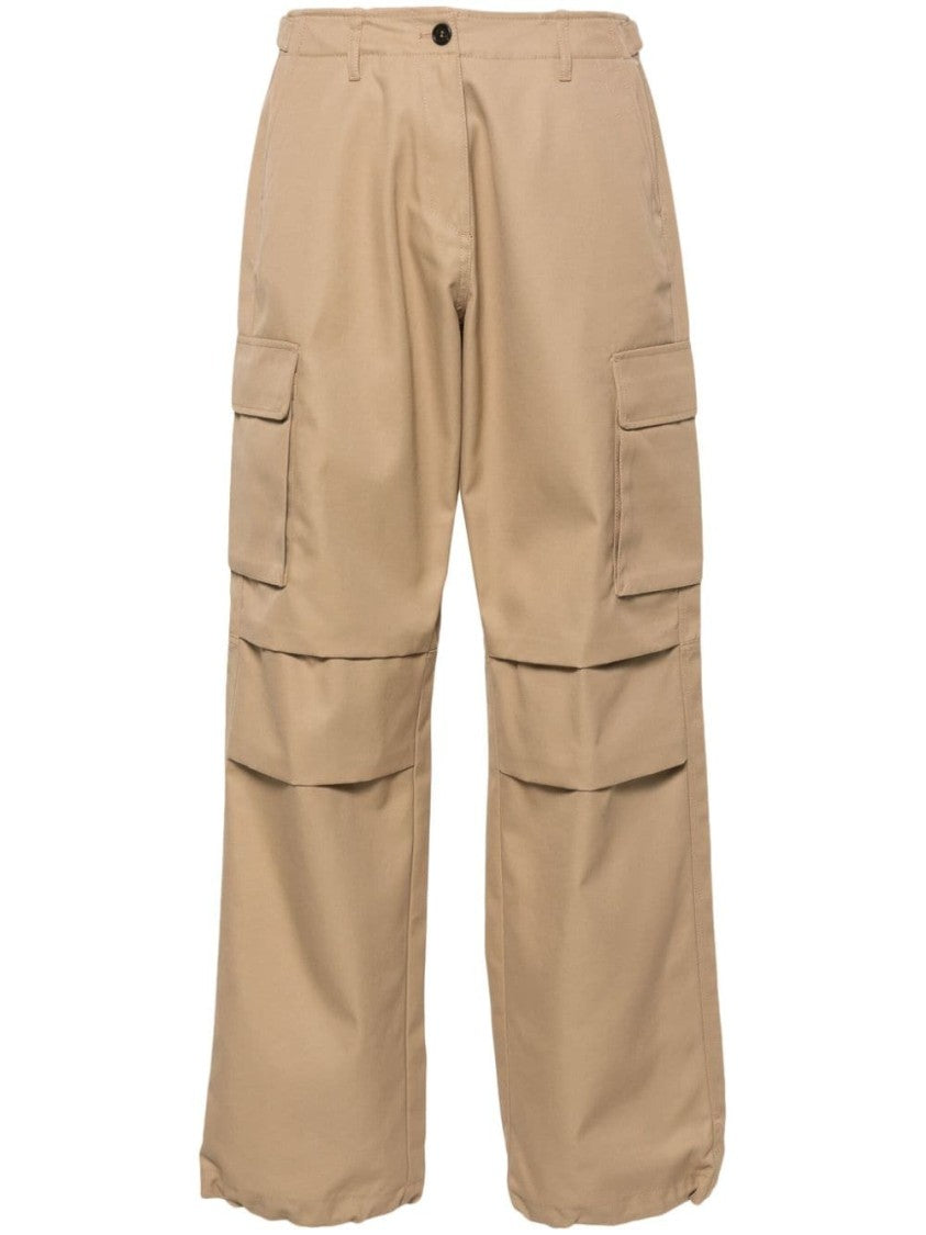 Coperni Wide-Leg Beige Cotton Gabardine Trousers
