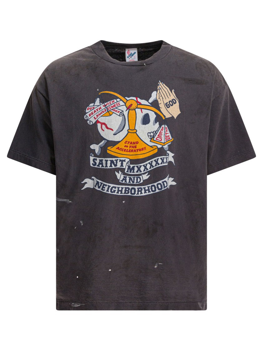 Saint Mxxxxxx Graphic Print Black T-Shirt