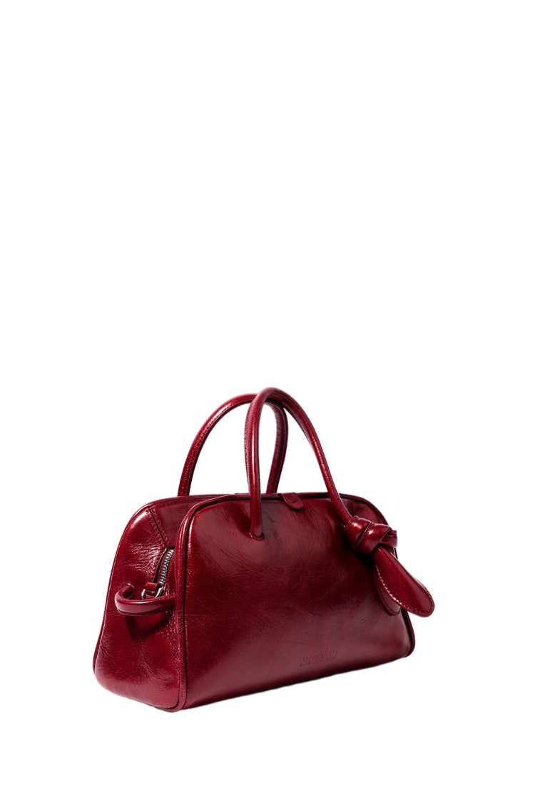 Jacquemus Glossy Structured Mini Bowling Bag With Bow Detail
