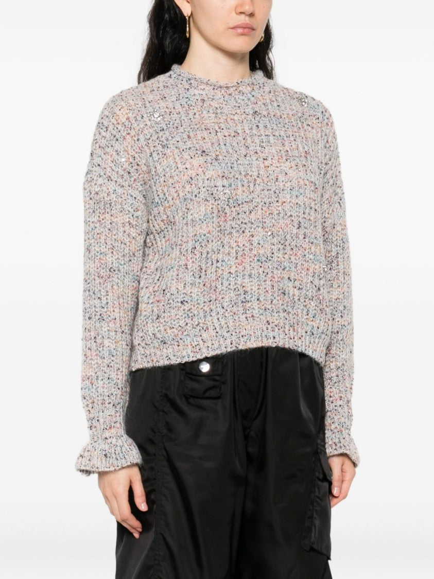 Twin-Set Textured Knit Sweater With Ruffled Edges