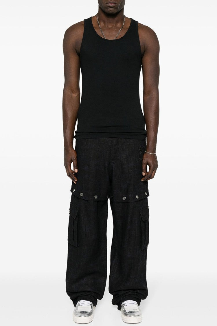 Off-White Black 90S Logo Linen Straight-Leg Cargo Pants
