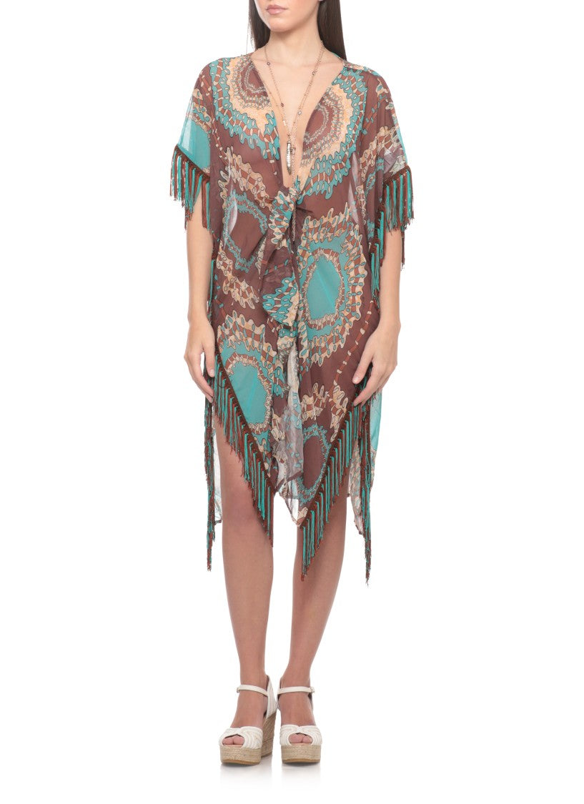 Miss Bikini Brown Fringes Pattern Kaftan